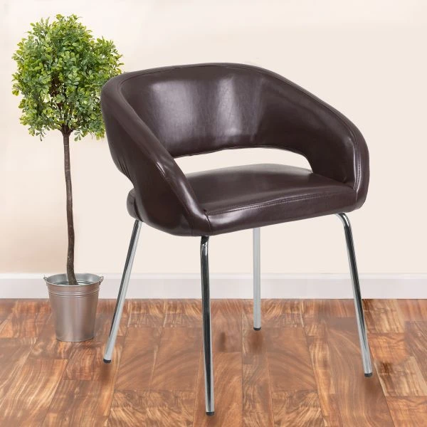 Flash Furniture Fusion Series Contemporary Brown Leather Side-Reception-Lounge Chair 1 Flash Furniture Fusion Series Contemporary Brown Leather Side-Reception-Lounge Chair