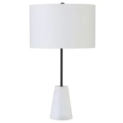 Killian 25.5" Marble Table Lamp With Fabric Shade In Blackened Bronze