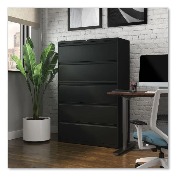 Alera Lateral File, 5 Legal/Letter/A4/A5-Size File Drawers, Black, 42" X 18.63" X 67.63" 4 Alera Lateral File, 5 Legal/Letter/A4/A5-Size File Drawers, Black, 42" X 18.63" X 67.63" - Image 4