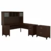 Bush Furniture Somerset 72W L Shaped Desk With Hutch And Lateral File Cabinet In Mocha Cherry