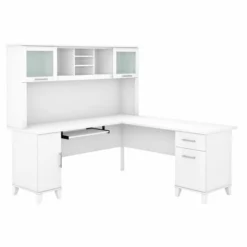 Bush Furniture Somerset 72W L Shaped Desk With Hutch In White
