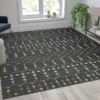 Beth Geometric Bohemian Low Pile Rug - 8' X 10' - Dark Gray/Ivory Polyester