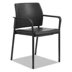 HON Accommodate™ Series Guest Chair With Fixed Arms, Black Vinyl