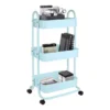Mobile 3-Tier Storage Cart, 35-5/8"H X 17-15/16"W X 14-5/16"D, Light Blue