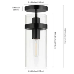 Langdon 5" Wide Semi Flush Mount With Glass Shade In Blackened Bronze/Clear -office furniture sale bfa2f75116eb8d01f4403739bdfca46ced