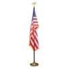 Advantus Deluxe U.S. Flag And Staff Set, 60" X 36" Flag, 8 Ft Oak Staff, 2" Gold Fringe, 7" Goldtone Eagle, Heavyweight Nylon