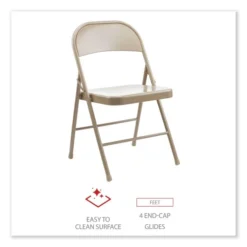 Alera Armless Steel Folding Chair, Supports Up To 275 Lb, Tan Seat, Tan Back, Tan Base, 4/Carton -office furniture sale bfc62c318d60b692699095aecb805740da