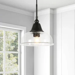 Magnolia 10.75" Wide Pendant With Glass Shade In Blackened Bronze/Seeded -office furniture sale bfd9e0fdbf1484afa5dc230fd03ee72915