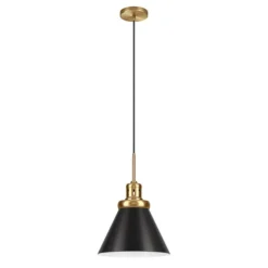 Zeno 12" Wide Pendant With Metal Shade In Brushed Brass/Blackened Bronze