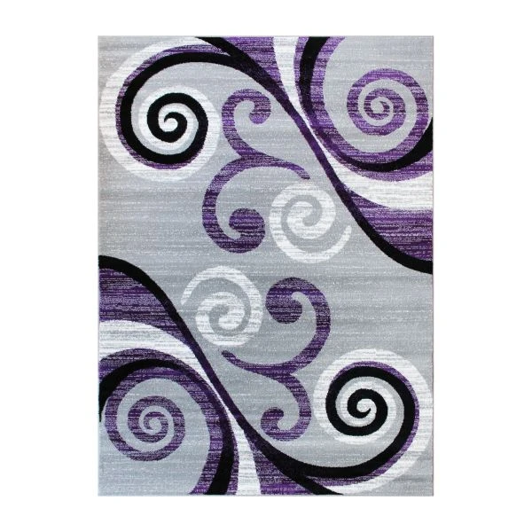 Valli Collection 5' X 7' Purple Abstract Area Rug - Olefin Rug With Jute Backing - Hallway, Entryway, Bedroom, Living Room 2 Valli Collection 5' X 7' Purple Abstract Area Rug - Olefin Rug With Jute Backing - Hallway, Entryway, Bedroom, Living Room - Image 2