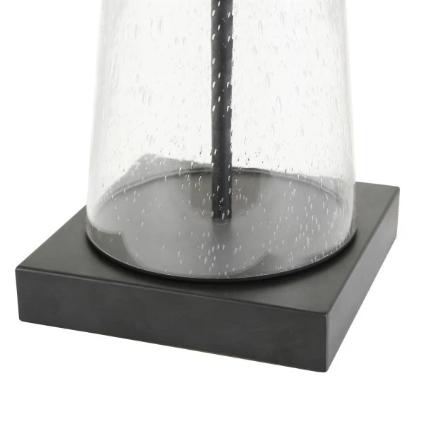 Dax 27.5" Tall Table Lamp With Fabric Shade In Seeded Glass/Blackened Bronze/White 2 Dax 27.5" Tall Table Lamp With Fabric Shade In Seeded Glass/Blackened Bronze/White - Image 2