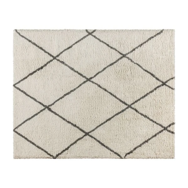 Roxy Shag Style Diamond Trellis Area Rug - 8' X 10' - Ivory/Gray Polyester (PET) 2 Roxy Shag Style Diamond Trellis Area Rug - 8' X 10' - Ivory/Gray Polyester (PET) - Image 2