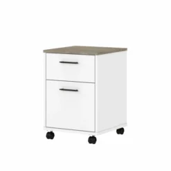 Bush Furniture Key West 2 Drawer Mobile File Cabinet In Pure White And Shiplap Gray