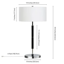Simone 25" Tall 2-Light Table Lamp With Fabric Shade In Black/Polished Nickel/White -office furniture sale c10fb3f5e80aa0f31ab46a181e8757a792
