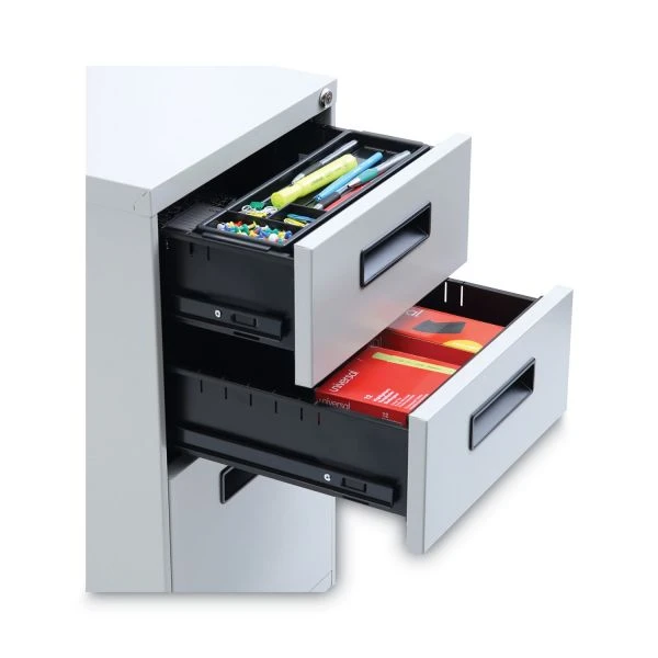 Alera File Pedestal, Left Or Right, 3-Drawers: Box/Box/File, Legal/Letter, Light Gray, 14.96" X 19.29" X 27.75" 8 Alera File Pedestal, Left Or Right, 3-Drawers: Box/Box/File, Legal/Letter, Light Gray, 14.96" X 19.29" X 27.75" - Image 8