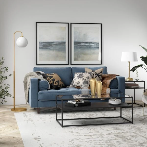 Harrison Arc Floor Lamp With Glass Shade In Brass/White Milk 4 Harrison Arc Floor Lamp With Glass Shade In Brass/White Milk - Image 4