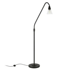 Challice Arc Floor Lamp With Glass Shade In Blackened Bronze/Clear -office furniture sale c1b87dc9e7ea42bbae9ac63634c64b6429