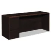 HON 10700 Series Left Pedestal Credenza, 72w X 24d X 29.5h, Mahogany