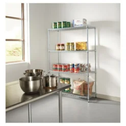 Alera NSF Approved Industrial Heavy-Duty Wire Shelving Starter Kit, 4-Shelf, 48w X 18d X 72h,Silver -office furniture sale c225fd249bfd9e567c0b4780d7dc4d0999