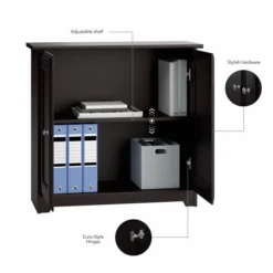 Bush Furniture Cabot L Shaped Desk With Hutch And Small Storage Cabinet With Doors In Espresso Oak -office furniture sale c24a8716d7bfae743b4bf7795db1c89ba2
