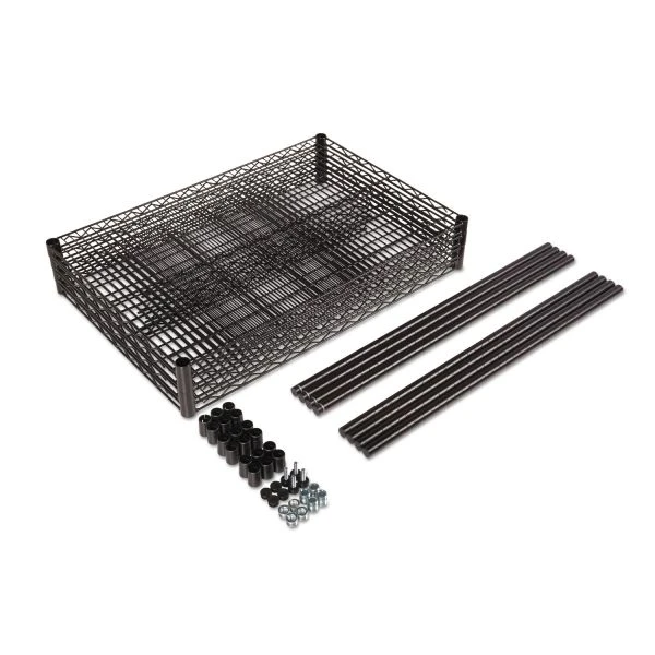 Alera NSF Certified Industrial Four-Shelf Wire Shelving Kit, 48w X 18d X 72h, Black 2 Alera NSF Certified Industrial Four-Shelf Wire Shelving Kit, 48w X 18d X 72h, Black - Image 2