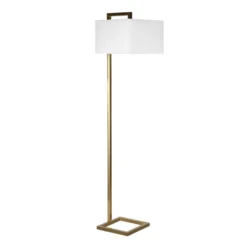 Grayson 68" Tall Floor Lamp With Fabric Shade In Brass/White
