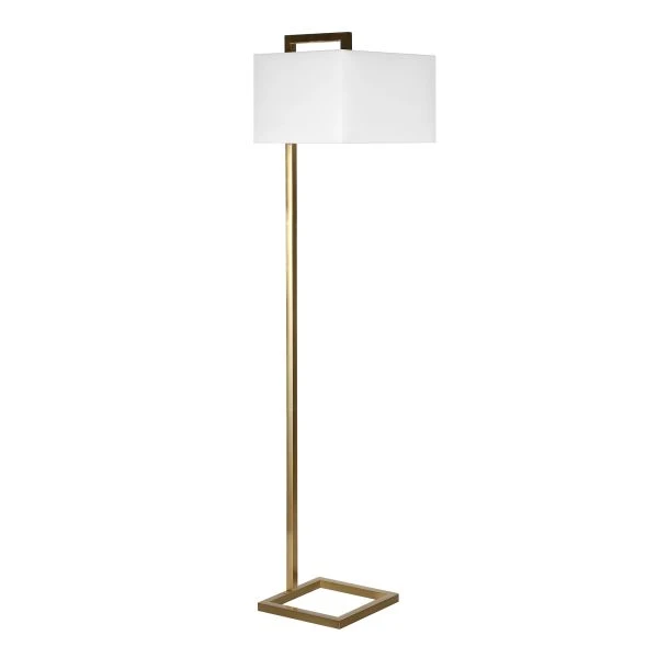 Grayson 68" Tall Floor Lamp With Fabric Shade In Brass/White 1 Grayson 68" Tall Floor Lamp With Fabric Shade In Brass/White