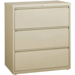 Lorell 3 Drawer Lateral File Cabinet Combo Unit, Letter/Legal/A4, 36" Wide, Putty