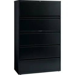 Lorell 5 Drawer Lateral File Cabinet, Letter/Legal/A4, 42" Wide, Black