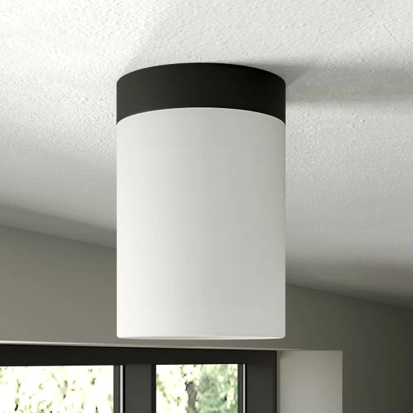 Piper 6" Flush Mount With Fabric Shade In Blackened Bronze/White 4 Piper 6" Flush Mount With Fabric Shade In Blackened Bronze/White - Image 4