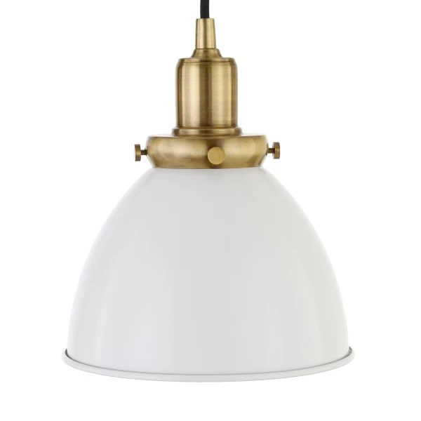 Madison 8" Wide Pendant With Metal Shade In White/Brass/White 4 Madison 8" Wide Pendant With Metal Shade In White/Brass/White - Image 4