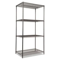 Alera Wire Shelving Starter Kit, Four-Shelf, 36w X 24d X 72h, Black Anthracite