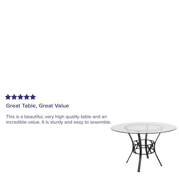 Carlisle 48'' Round Glass Dining Table With Black Metal Frame 2 Carlisle 48'' Round Glass Dining Table With Black Metal Frame - Image 2