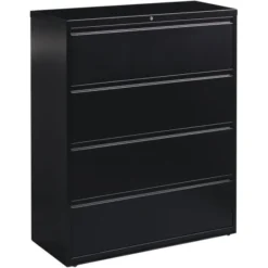 Lorell 4 Drawer Lateral File Cabinet, Letter/Legal/A4, 42" Wide, Black