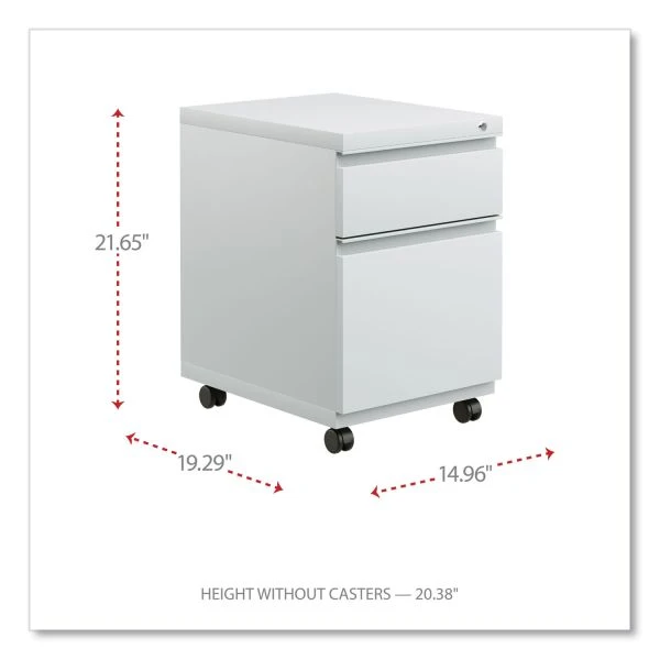 Alera File Pedestal With Full-Length Pull, Left Or Right, 2-Drawers: Box/File, Legal/Letter, Light Gray, 14.96" X 19.29" X 21.65" 4 Alera File Pedestal With Full-Length Pull, Left Or Right, 2-Drawers: Box/File, Legal/Letter, Light Gray, 14.96" X 19.29" X 21.65" - Image 4