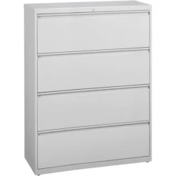 Lorell 4 Drawer Lateral File Cabinet, Letter/Legal/A4, 42" Wide, Gray