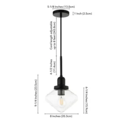 Zariza 8" Wide Pendant With Glass Shade In Blackened Bronze /Clear -office furniture sale c400ed484c0169d5f2bd6bce1220ce41c3