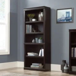 72"H 5-Shelf Bookcase, Peppered Black -office furniture sale c4565aa9b25716c2b49c58be48774a1fd7