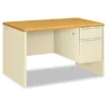 HON 38000 Series Right Pedestal Desk, 48" X 30" X 29.5", Harvest/Putty