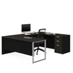 Bestar Pro-Concept Plus U-Desk In Deep Grey & Black
