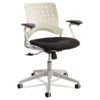 Safco Reve Square Back Task Chair, Supports 250lb, 18" To 22.5" High Black Seat, Latte Back, Silver Base,Ships In 1-3 Business Days