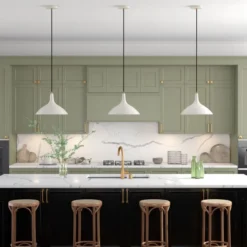 Barton 14" Wide Pendant With Metal Shade In Pearled White/Brass/Pearled White -office furniture sale c502531de14d9819eef7aee7860889952b