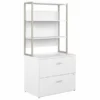 Bush Business Furniture Hybrid 2 Drawer Lateral File Cabinet With Shelves In White