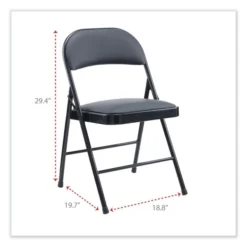 Alera PU Padded Folding Chair, Supports Up To 250 Lb, Black Seat, Black Back, Black Base, 4/Carton -office furniture sale c5bd6ad21e9e7c3a90f4fd3471d807a7a5
