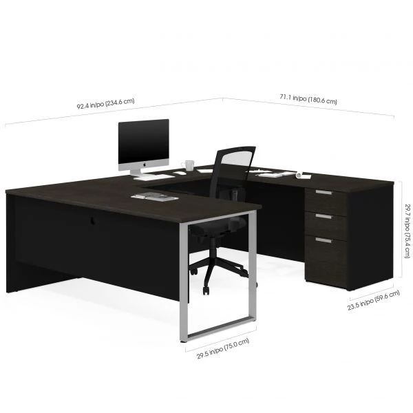 Bestar Pro-Concept Plus U-Desk In Deep Grey & Black 3 Bestar Pro-Concept Plus U-Desk In Deep Grey & Black - Image 3