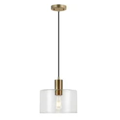 Henri 10" Wide Pendant With Glass Shade In Brass/Clear
