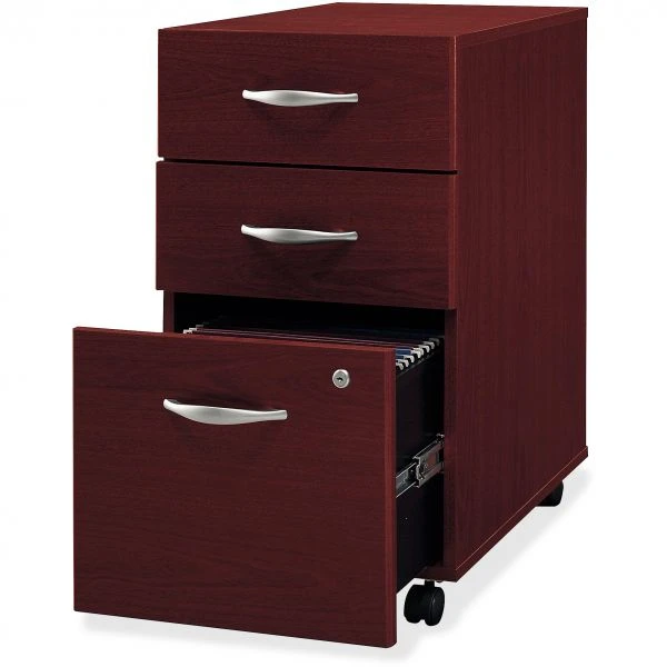 Bush Business Furniture Series C: Mahogany 3 Drawer Mobile Pedestal - Assembled 4 Bush Business Furniture Series C: Mahogany 3 Drawer Mobile Pedestal - Assembled - Image 4