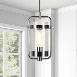 Orion 11" Wide Industrial Pendant With Glass Shade In Polished Nickel/Clear -office furniture sale c61fcb8671a7a5166a07549041c887dca1