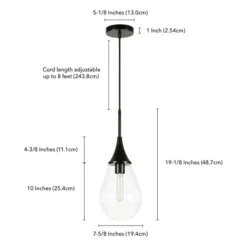 Ambrose 7.63" Wide Pendant With Glass Shade In Blackened Steel/Clear -office furniture sale c67295fb6cbe0888792c6cf333d476e6e3
