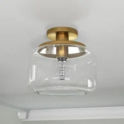 Tatum 11" Wide Semi Flush Mount With Glass Shade In Brushed Brass/Clear 10 Tatum 11" Wide Semi Flush Mount With Glass Shade In Brushed Brass/Clear -office furniture sale c6972cd2f1e3e6fda38a47ba1142624cd6